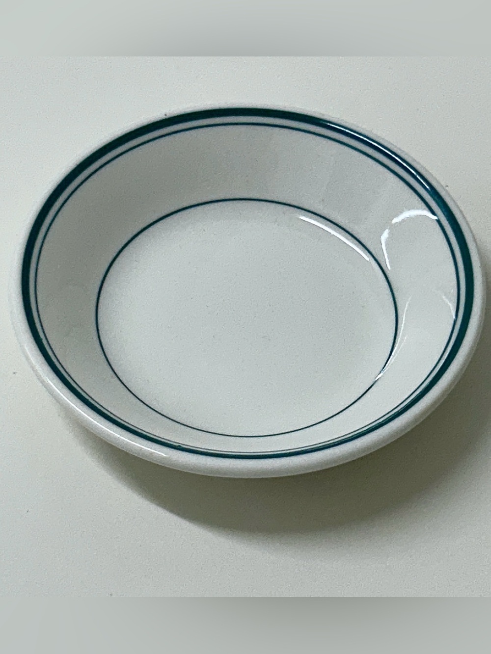Mid Century Vintage Walker China Green Striped Restaurant Ware Sauce Bowl